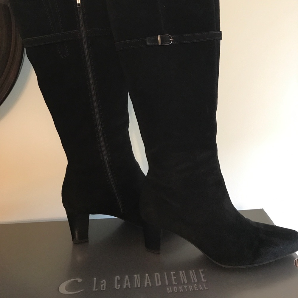 Black suede boots